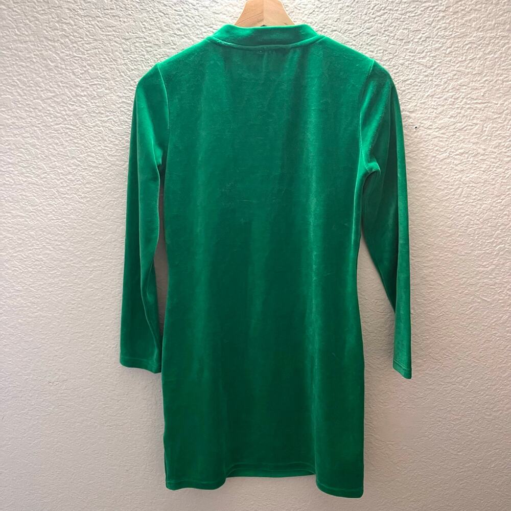 Callahan Willa Emerald Velvet Keyhole Mini Dress Long Sleeve Sz S Retro Festive - Picture 3 of 7